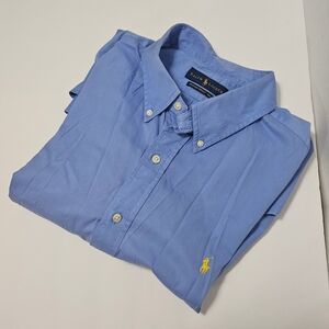 Men's Ralph Lauren Feather Weight Twill Button Down Dress Shirt - Sky Blue - XXL
